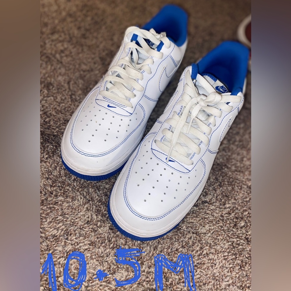 Blue and white Af1’s